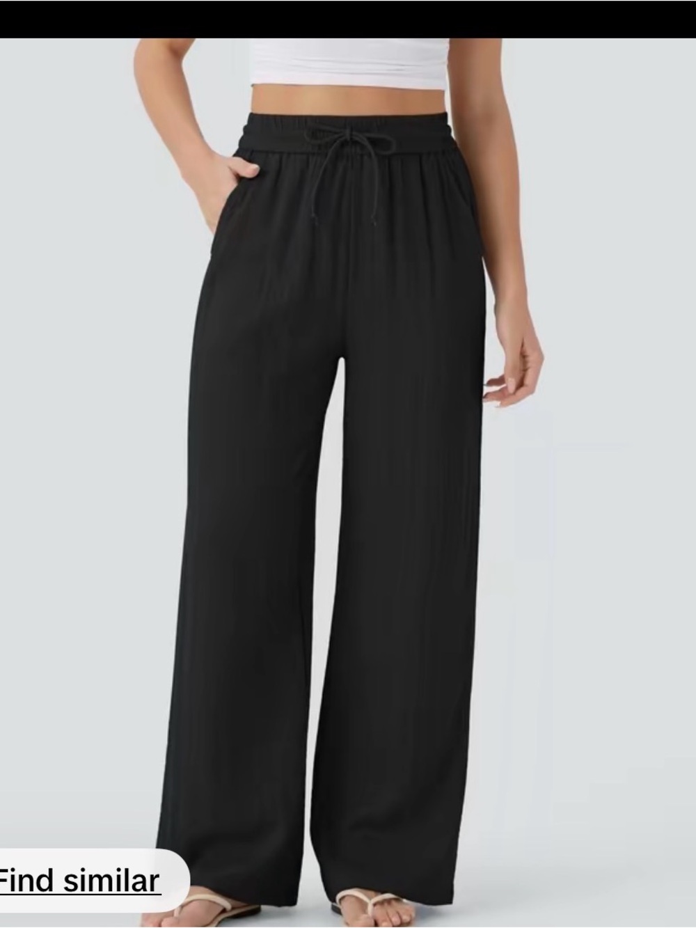 Women's Black Wide Leg Drawstring Pants